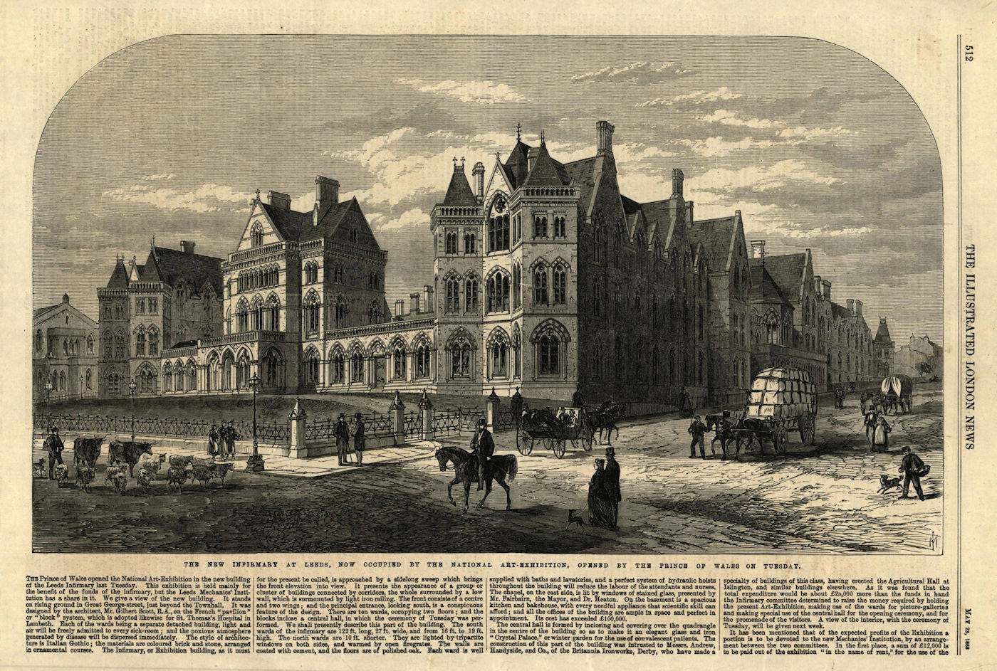 The new infirmary at Leeds. Yorkshire. Medical 1868 old antique print picture